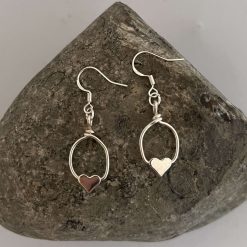 Silver heart dangle earrings 1