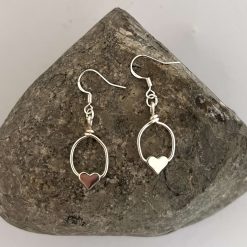 Silver heart dangle earrings 2