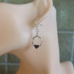 Silver heart dangle earrings