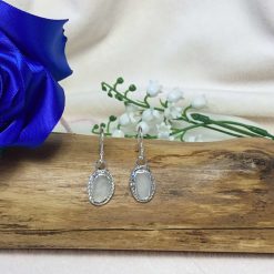 Sterling Silver Oval Sea Glass Drop Earrings 1 Sterling Silver Oval Sea Glass Drop Earrings 1