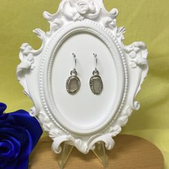 Sterling Silver Oval Sea Glass Drop Earrings