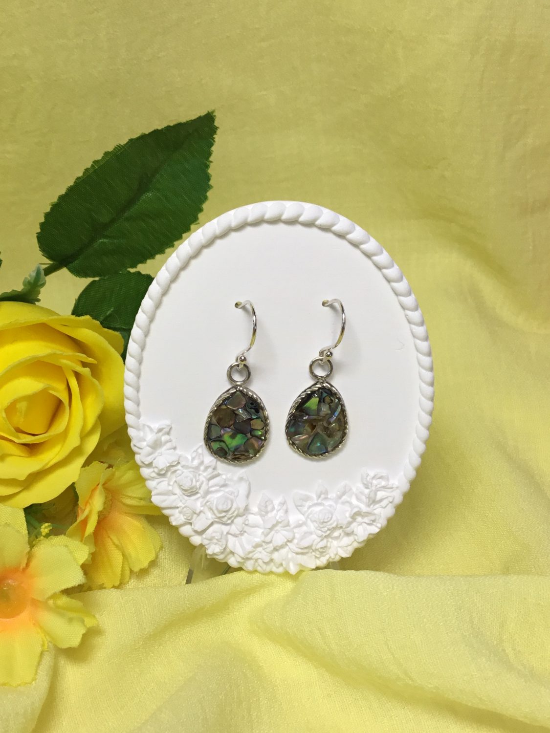 IMG_5725 Tear Drop Abalone Shell Sterling Silver Drop Earrings 1