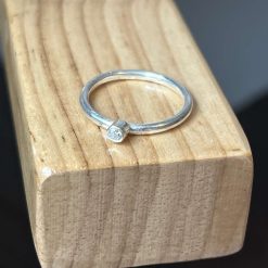 Sterling Silver Stacking Ring with cubic zirconia
