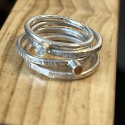 Sterling Silver Stacking Ring with carnelian stone