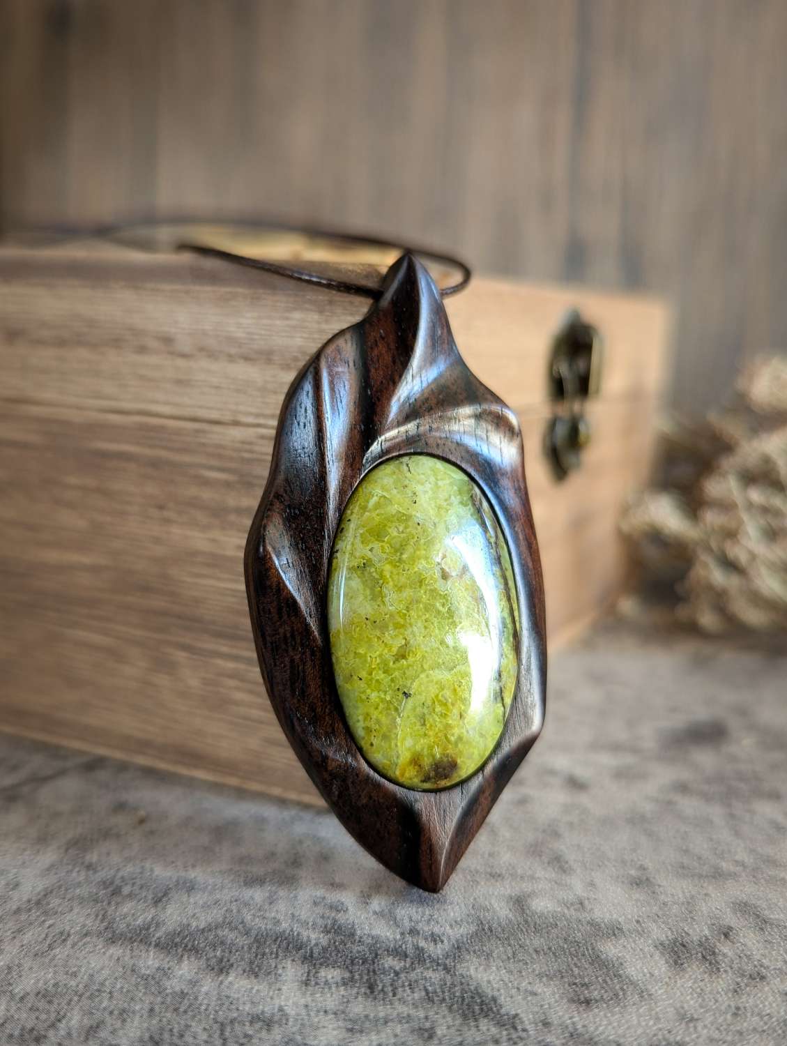 Green opal and ebony necklace Green opal and ebony necklace