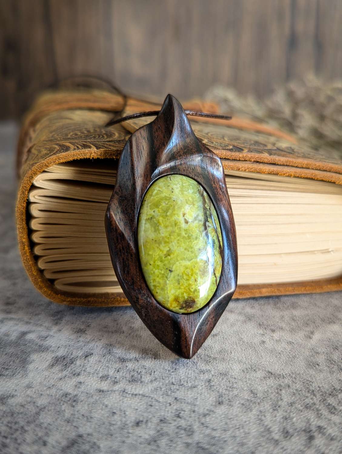 Green opal and ebony necklace Green opal and ebony necklace