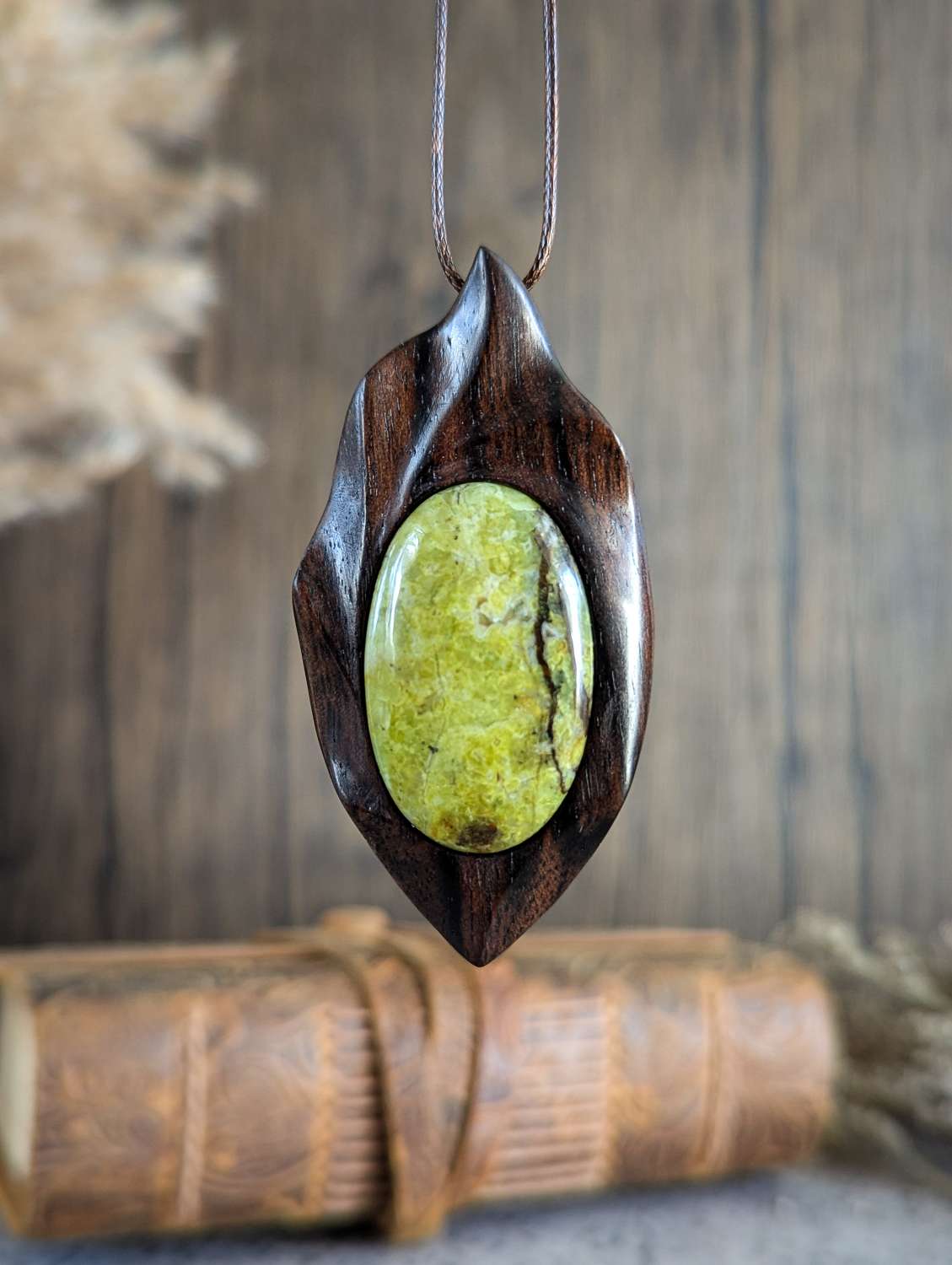 Green opal and ebony necklace Green opal and ebony necklace