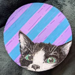 Cat round original painting