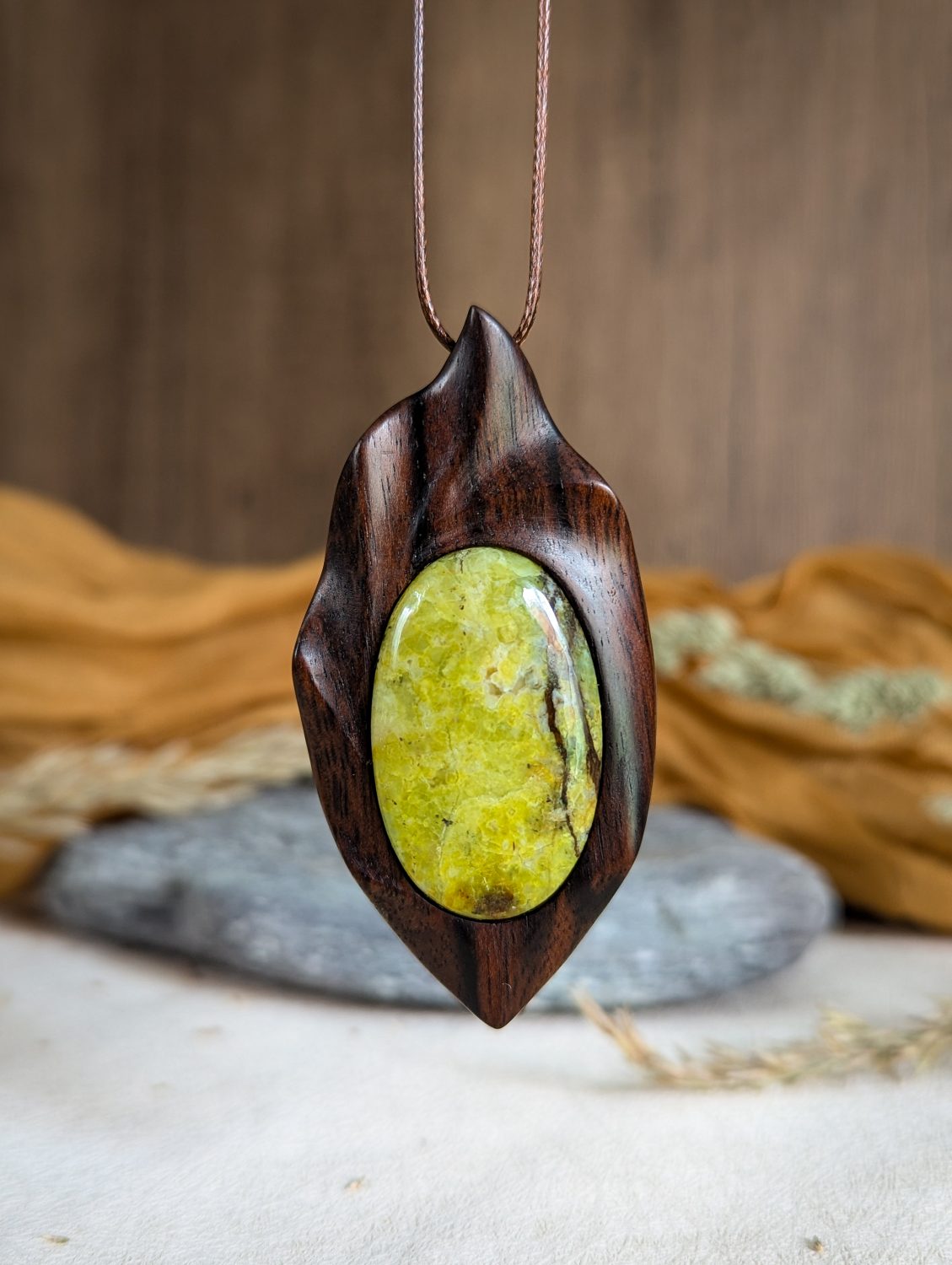 Green opal and ebony necklace Green opal and ebony necklace