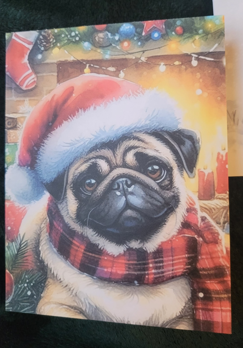 Christmas Pug Greetings card Christmas Pug Greetings card