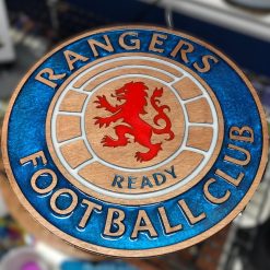 Glasgow Rangers FC Inspired Wooden Resin Wall Art - Handcrafted Football Club Crest Plaque Decor