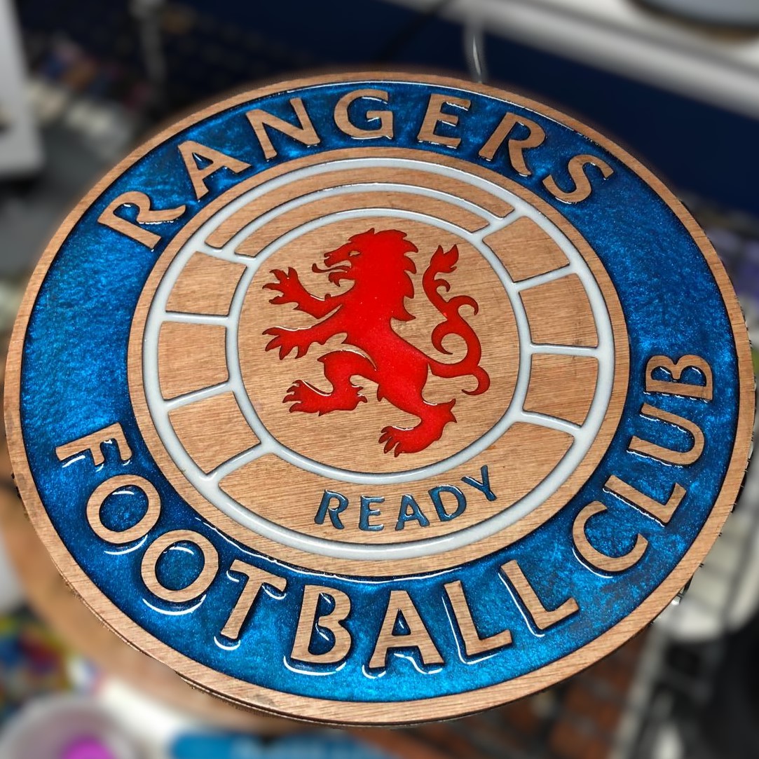 Glasgow Rangers FC Inspired Wooden Resin Wall Art - Handcrafted Football Club Crest Plaque Decor Glasgow Rangers FC Inspired Wooden Resin Wall Art - Handcrafted Football Club Crest Plaque Decor
