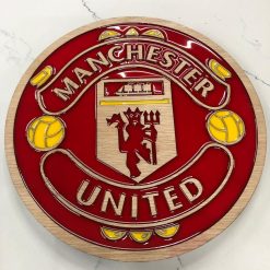 Manchester United Wooden Resin Art Crest - Handcrafted Personalized Football Memorabilia Gift for Fans