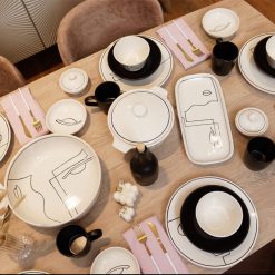 ARTFACIAL 42Piece Handmade Stoneware Dinner Set For 6 Microwave & Dishwashe safe 2