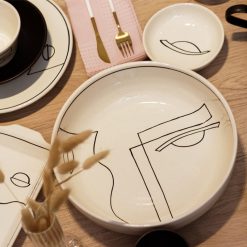 ARTFACIAL 42Piece Handmade Stoneware Dinner Set For 6 Microwave & Dishwashe safe