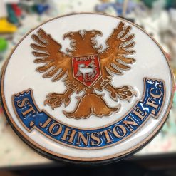 St. Johnstone F.C. Handcrafted Wooden and Resin Crest - Personalized Scottish Football Supporter Gift