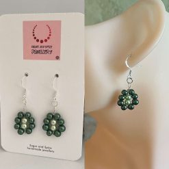 Green Pearl Dangle Earrings