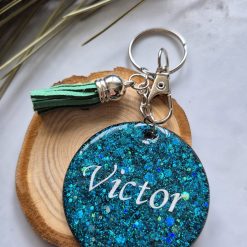 Handmade Resin Keyring – Round Desing 50mm diameter