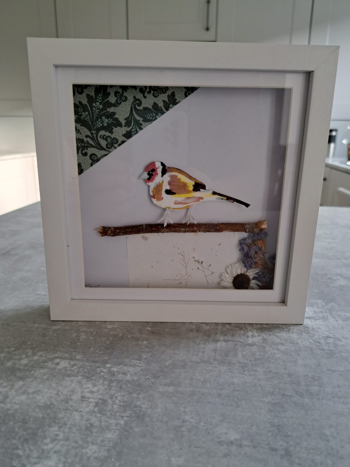 20250420_074508 Hand-painted Bird White Framed Picture 1