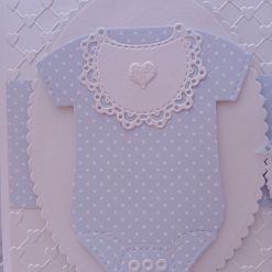 Luxury Handmade Baby Boy - Congratulations on your Baby Boy - White & blue onesie with embossed heart background 2 Luxury Handmade Baby Boy - Congratulations on your Baby Boy - White & blue onesie with embossed heart background 2