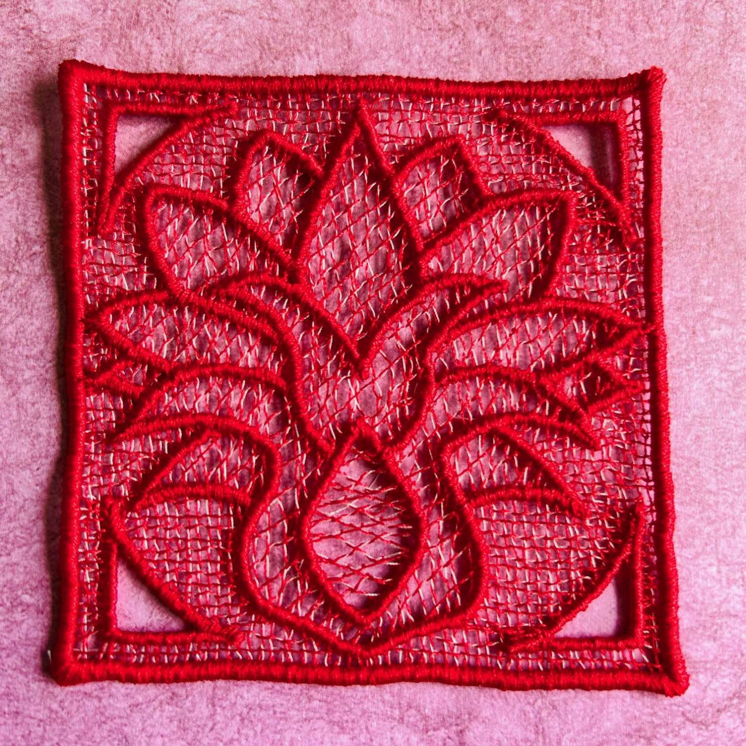 Coasters - Free Standing Lace - Red Coasters - Free Standing Lace - Red