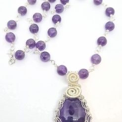 Amethyst Silver Plated Wirework Necklace