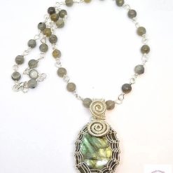 Labradorite Silver Plated Wirework Necklace