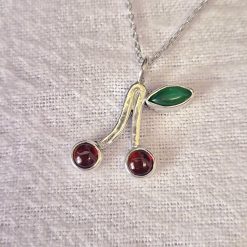 PENDANT ONLY - Garnet And Green Onyx Cherries Pendant