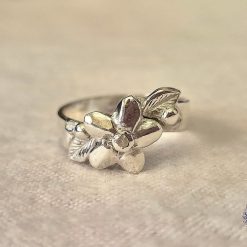 Cubic Zirconia Floral Fine Silver Ring