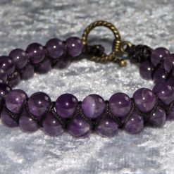 Zigzag Amethyst on Dark Brown Macramé Style Bracelet