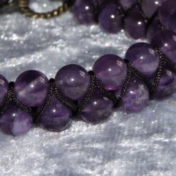 Zigzag Amethyst on Dark Brown Macramé Style Bracelet 2 Zigzag Amethyst on Dark Brown Macramé Style Bracelet 2