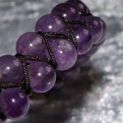 Zigzag Amethyst on Dark Brown Macramé Style Bracelet 1 Zigzag Amethyst on Dark Brown Macramé Style Bracelet 1