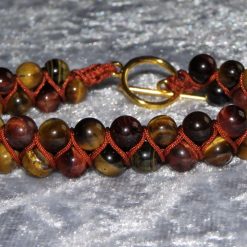 Zigzag Tiger’s Eye on Burnt Sienna Macramé Style Bracelet