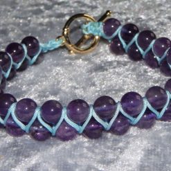 Zigzag Amethyst on Turquoise Macramé Style Bracelet 3 Zigzag Amethyst on Turquoise Macramé Style Bracelet 3