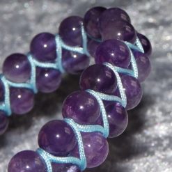 Zigzag Amethyst on Turquoise Macramé Style Bracelet 1 Zigzag Amethyst on Turquoise Macramé Style Bracelet 1