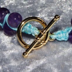 Zigzag Amethyst on Turquoise Macramé Style Bracelet 2 Zigzag Amethyst on Turquoise Macramé Style Bracelet 2