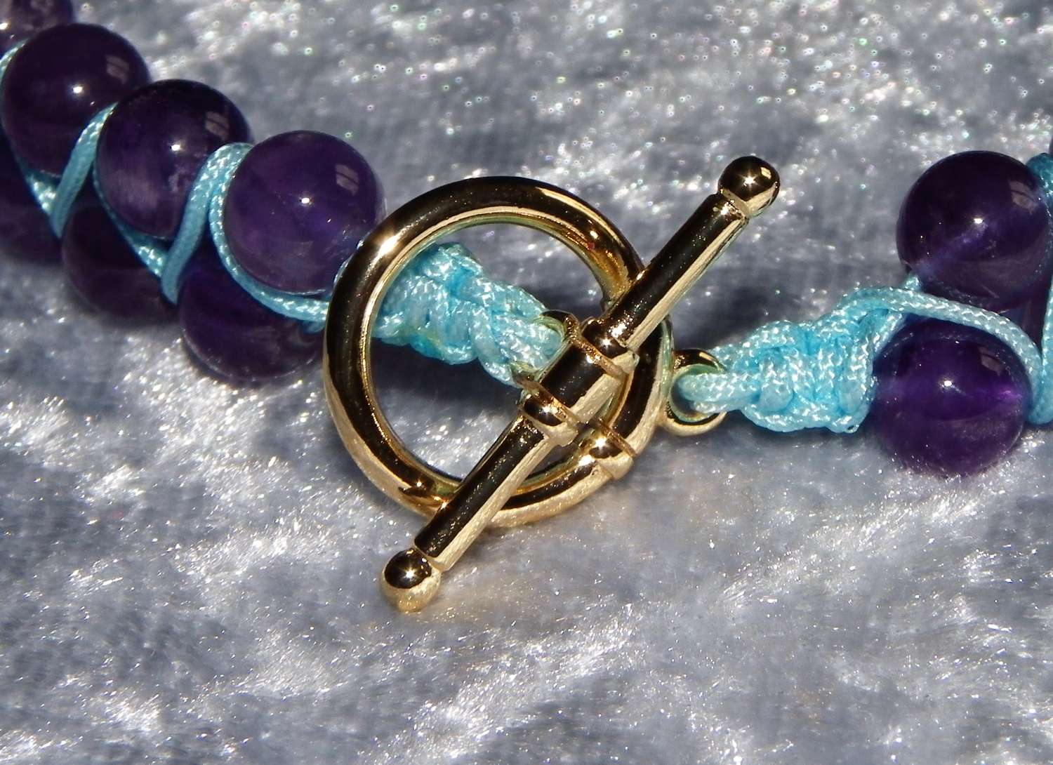 Zigzag Amethyst on Turquoise Macramé Style Bracelet Zigzag Amethyst on Turquoise Macramé Style Bracelet
