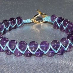 Zigzag Amethyst on Turquoise Macramé Style Bracelet