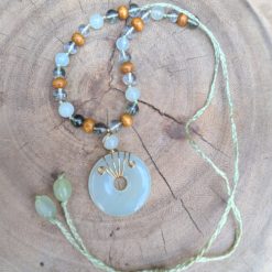Wire wrapped necklace - Bowenite
