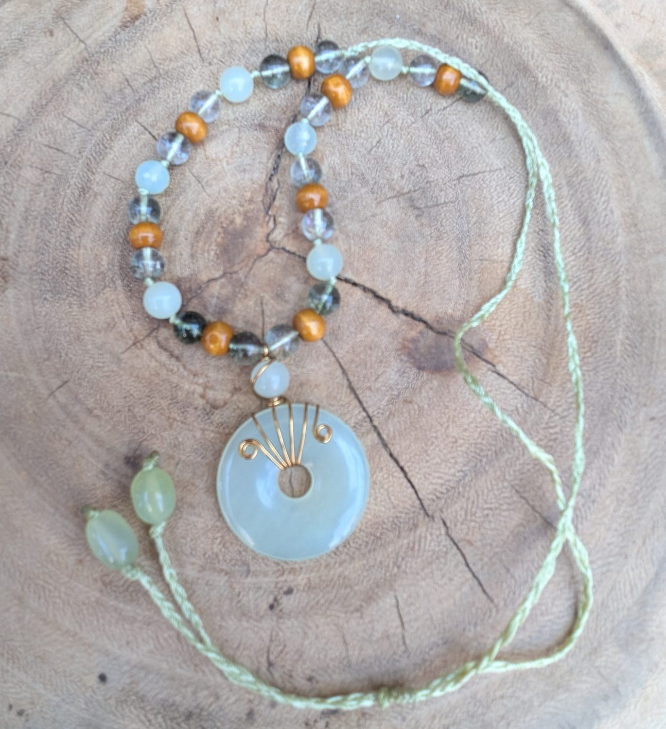 Wire wrapped necklace - Bowenite Wire wrapped necklace - Bowenite