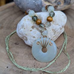 Wire wrapped necklace - Bowenite 2 Wire wrapped necklace - Bowenite 2