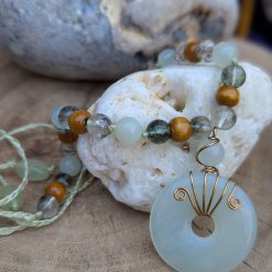 Wire wrapped necklace - Bowenite 1 Wire wrapped necklace - Bowenite 1