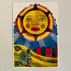 Sun painting - watercolour illustration