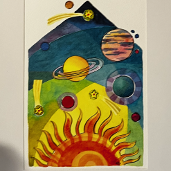 Sun painting - watercolour illustration