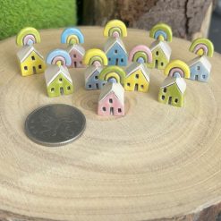mini ceramic house with rainbow topper