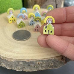 mini ceramic house with rainbow topper 1