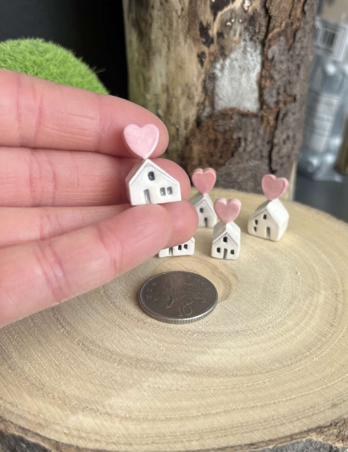ceramic House with heart topper ceramic House with heart topper