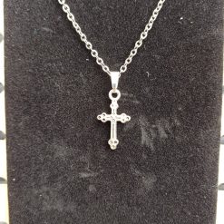 Handmade Tibetan Silver Crucifix Necklace on stainless steel chain