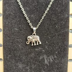 Handmade Tibetan Silver Elephant Necklace on stainless steel chain