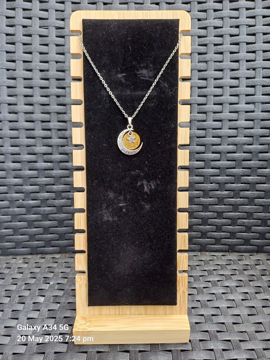 Handmade Tibetan Silver To the Moon and Back Necklace on stainless steel chain Handmade Tibetan Silver To the Moon and Back Necklace on stainless steel chain